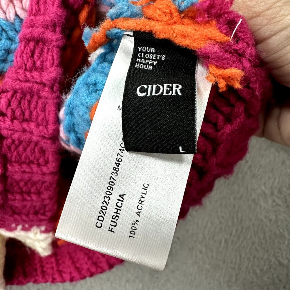 Cider Women's Large Knit Cardigan Bright Color Pattern Boho Crop Comfort EUC - Picture 9 of 10